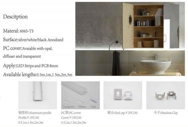 フロア・キャビネットの壁、脱熱器のための陽極酸化された終了するLEDのアルミニウム プロフィールの放出