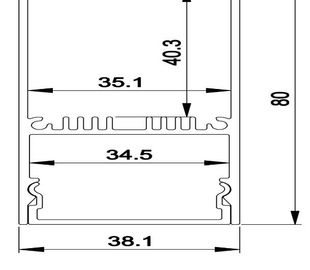 38mm*80mmのペンダント アルミニウムはPCによって曇らされたカバー、ALP3880 aluの放出が付いているチャネルを導きました