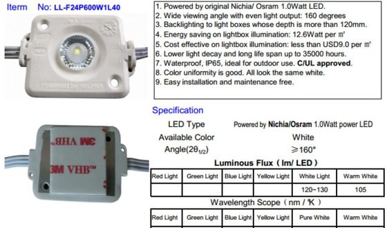 1.2W 120lm Nichia 24Vdcの入力はライト ボックスの広告箱、1pcsのためのモジュールを導いたモジュールを導いた