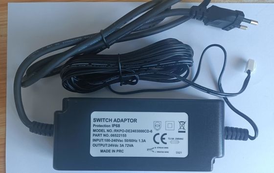 電子コック、セリウムULとのAC 100-240Vacのための24Vdc 3a 72Watt IP68の防水導かれた変圧器は、示した